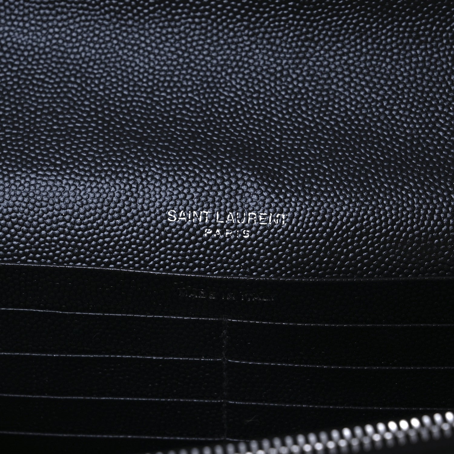 Saint Laurent Grain De Poudre Matelasse Chevron Monogram Chain Wallet Black 6 of 12