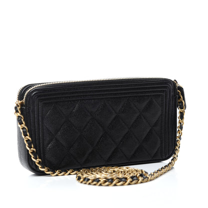 Chanel Caviar Quilted Small Boy Clutch With Chain Black 3 of 11