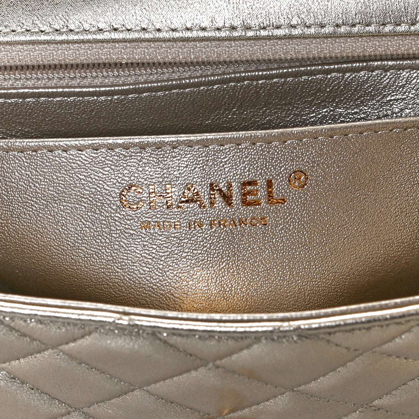 Metallic Lambskin Quilted Mini Rectangular Flap Gold