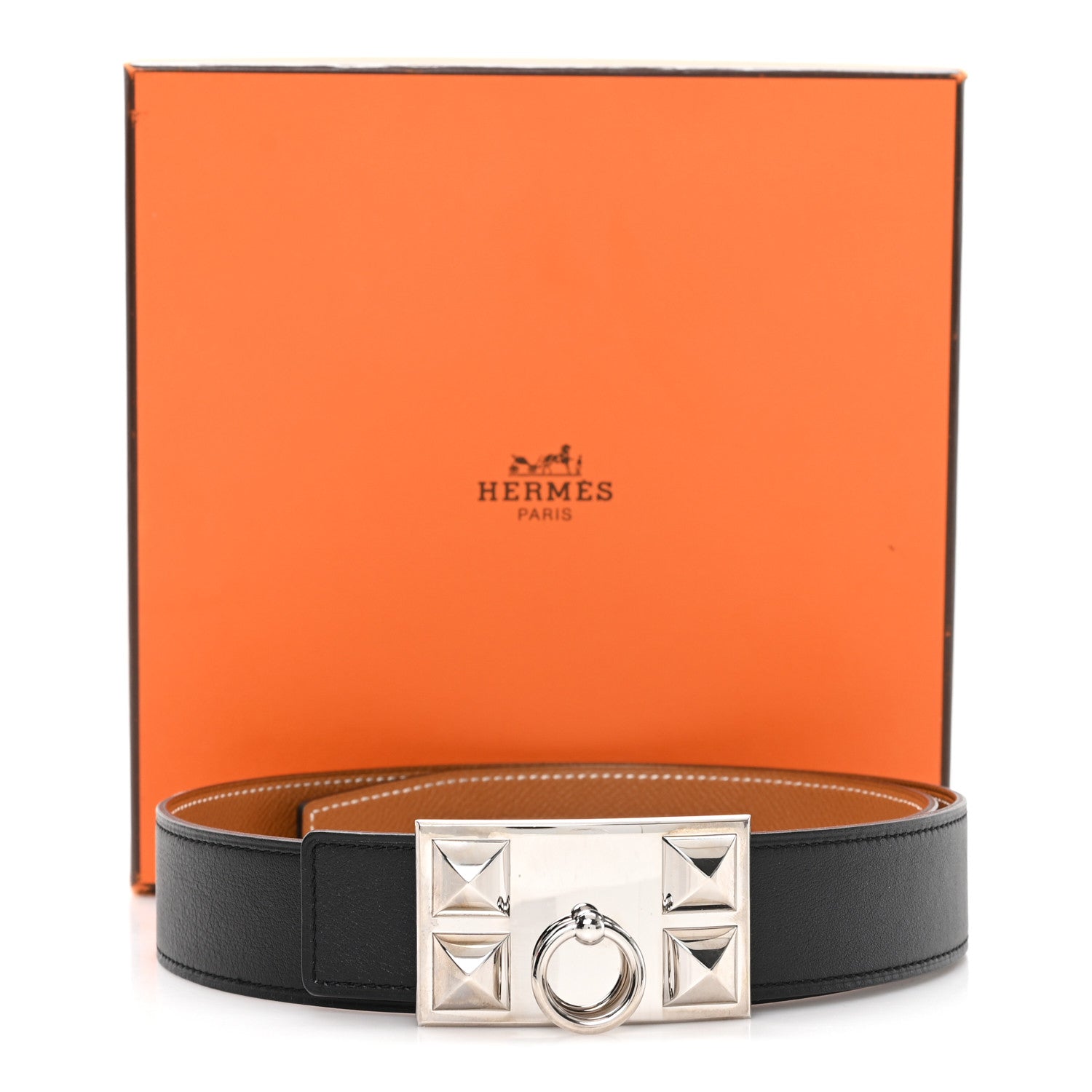 Hermes Epsom Swift 24mm Collier De Chien CDC Belt 75 30 Gold Black 5 of 5