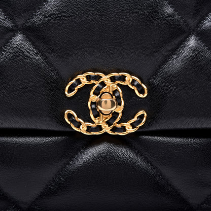 Chanel Goatskin Quilted Large 19 Flap Black 10 of 11