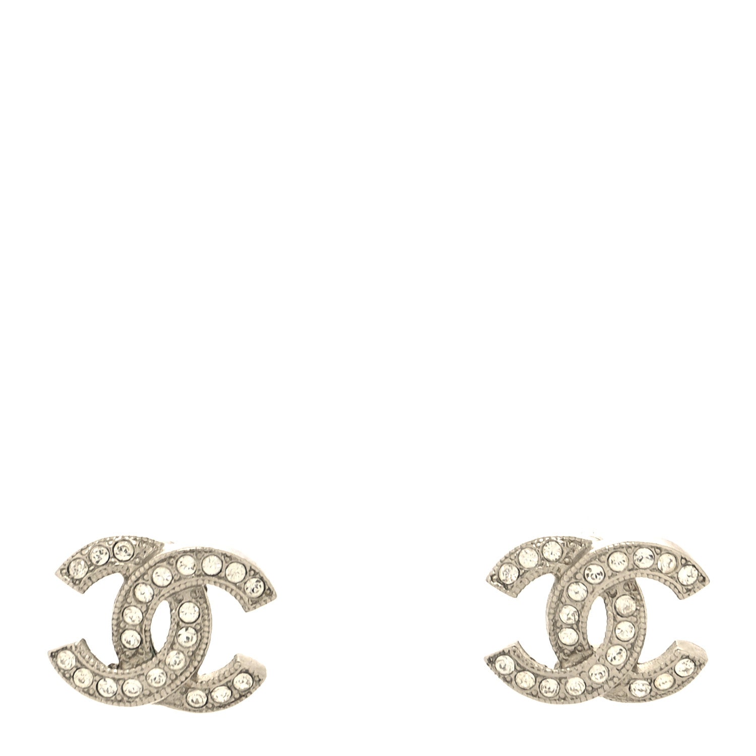 Chanel Crystal CC Earrings Silver 1 of 4