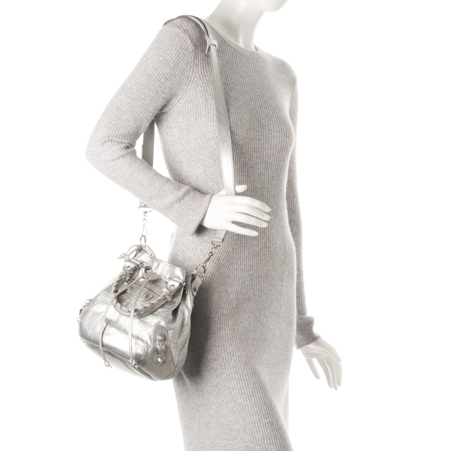 Balenciaga Agneau Giant 12 Silver Hardware Mini Pompon Gris Aluminum 2 of 7