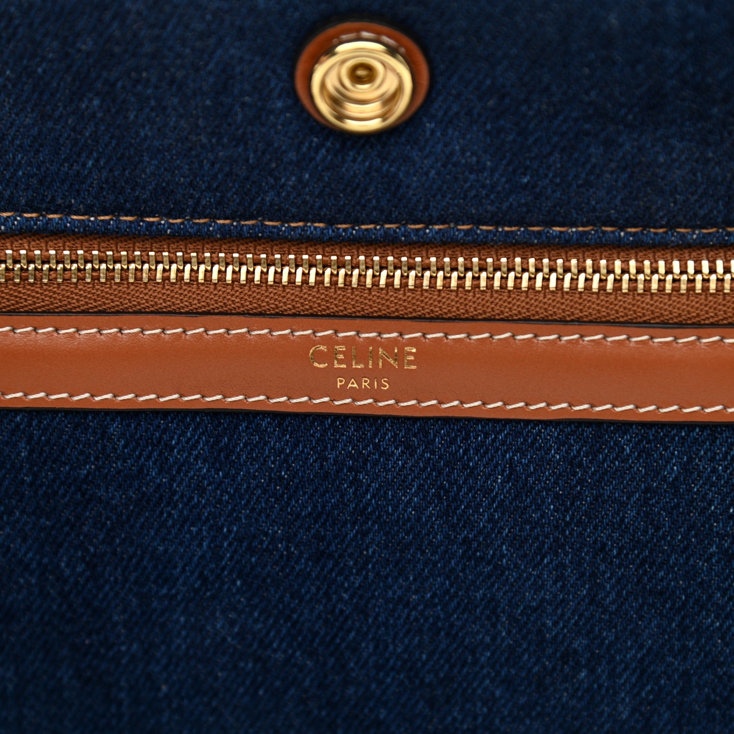 Denim Horizontal Cabas Navy Tan