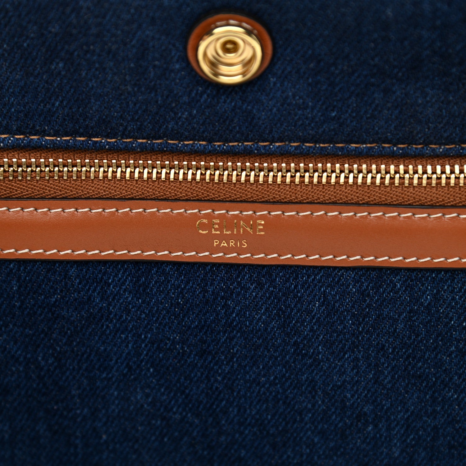 Celine Denim Horizontal Cabas Navy Tan 6 of 9