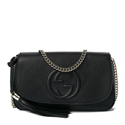 Gucci Pebbled Calfskin Medium Soho Flap Crossbody Black 1 of 12