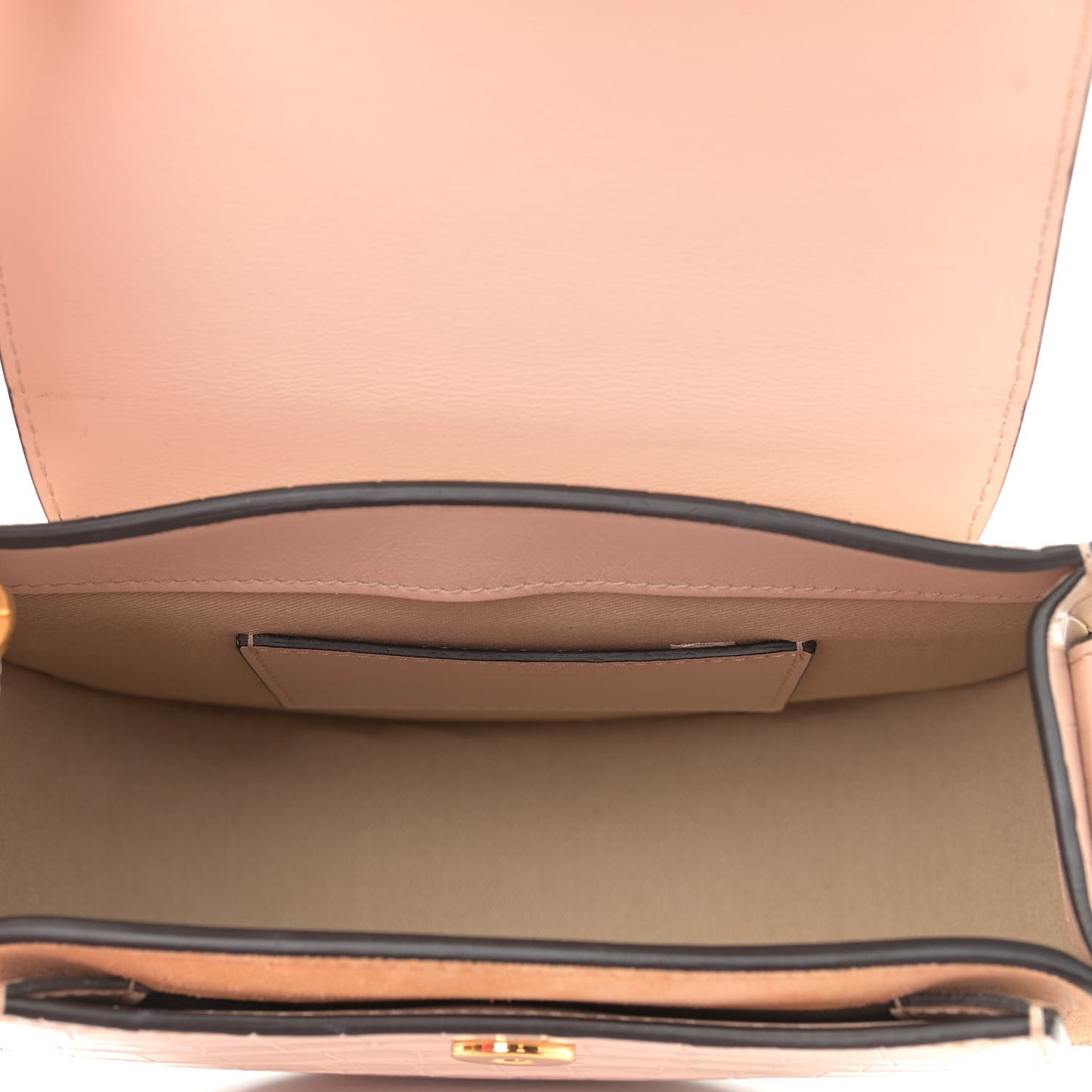 Calfskin Crocodile Embossed Small Tess Bag Cement Pink