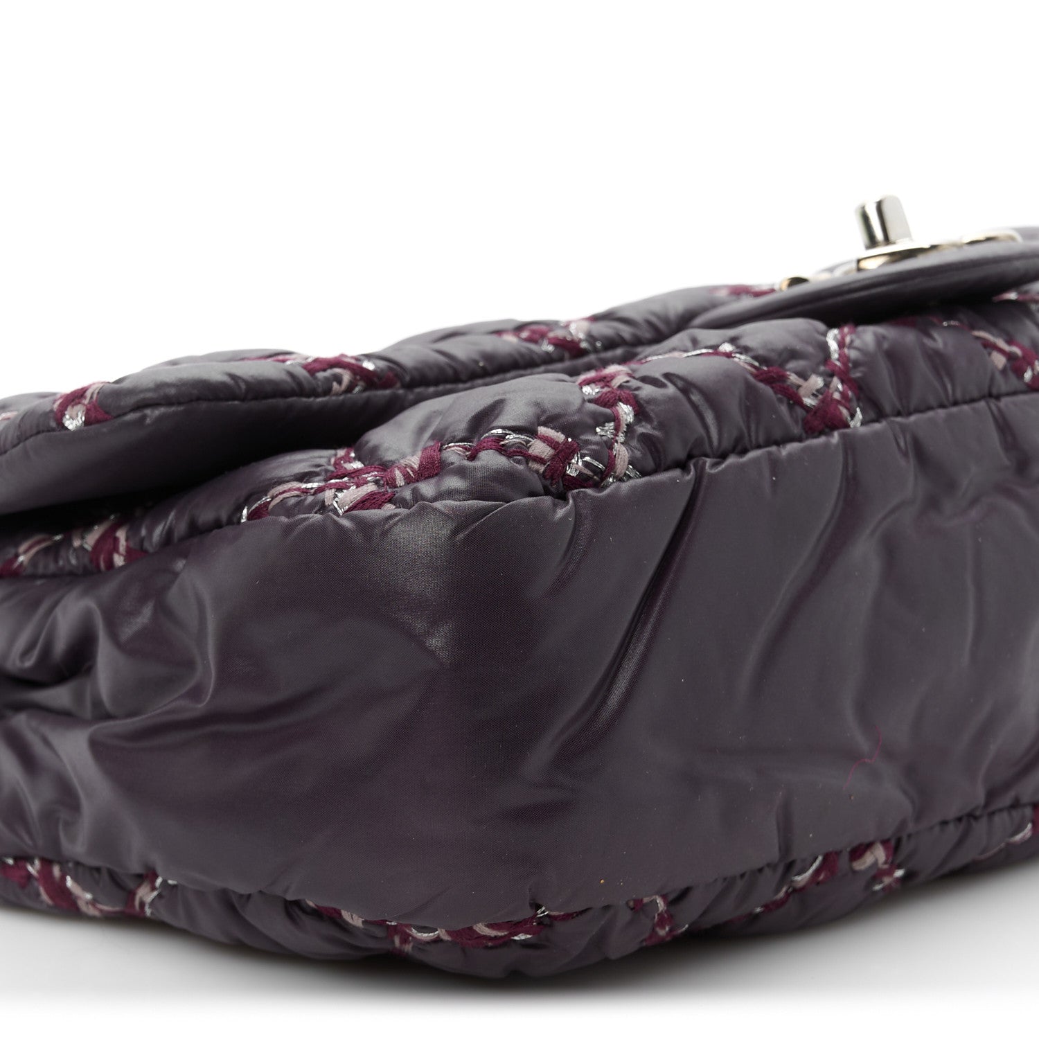 Chanel Nylon Quilted Tweed on Stitch Medium Bubble Flap Purple 10 of 11