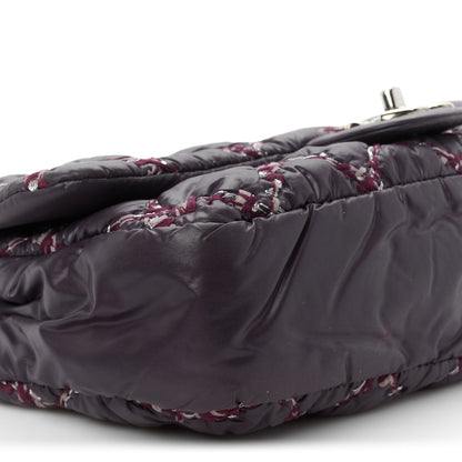 Chanel Nylon Quilted Tweed on Stitch Medium Bubble Flap Purple 10 of 11