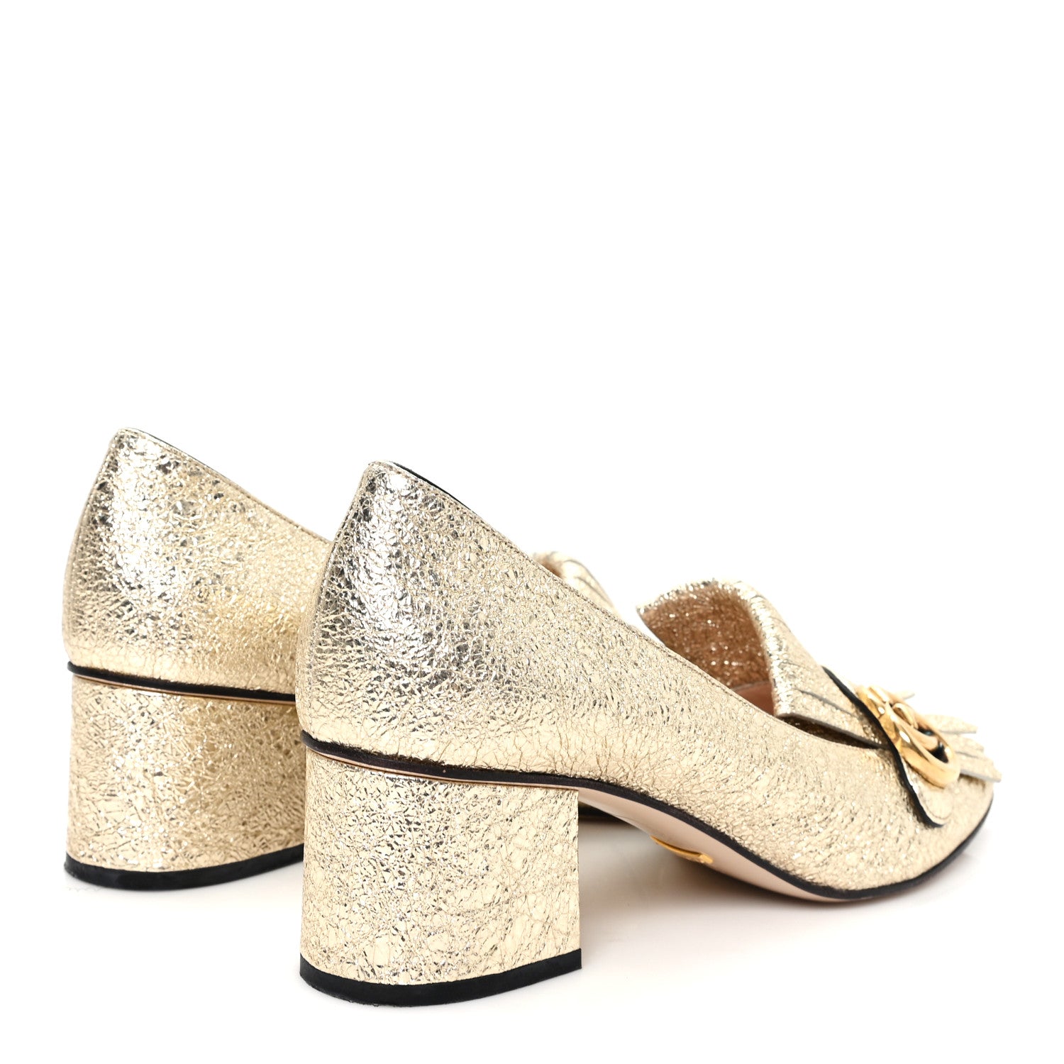 Gucci Galassia GG Marmont Fringe 50mm Loafer Pumps 41 Platino