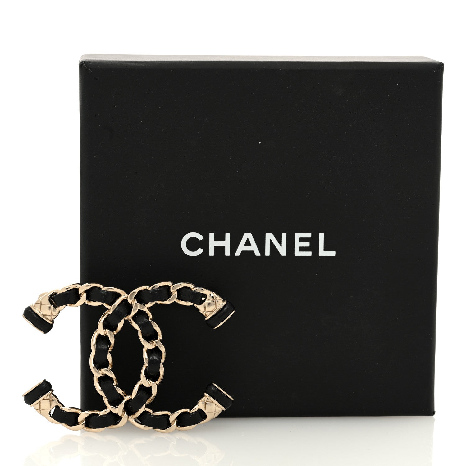 Chanel Lambskin Chain CC Brooch Black Gold 4 of 4