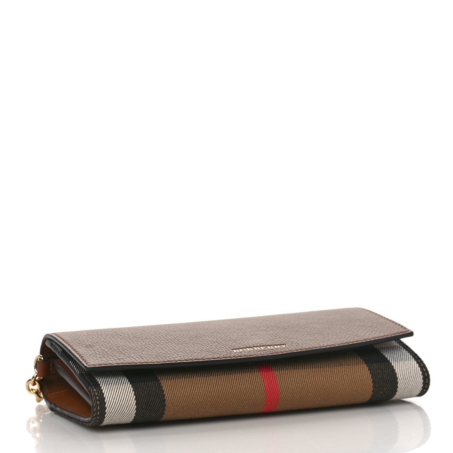 Burberry Derby Calfskin House Check Henley Wallet On Chain Tan 4 of 8