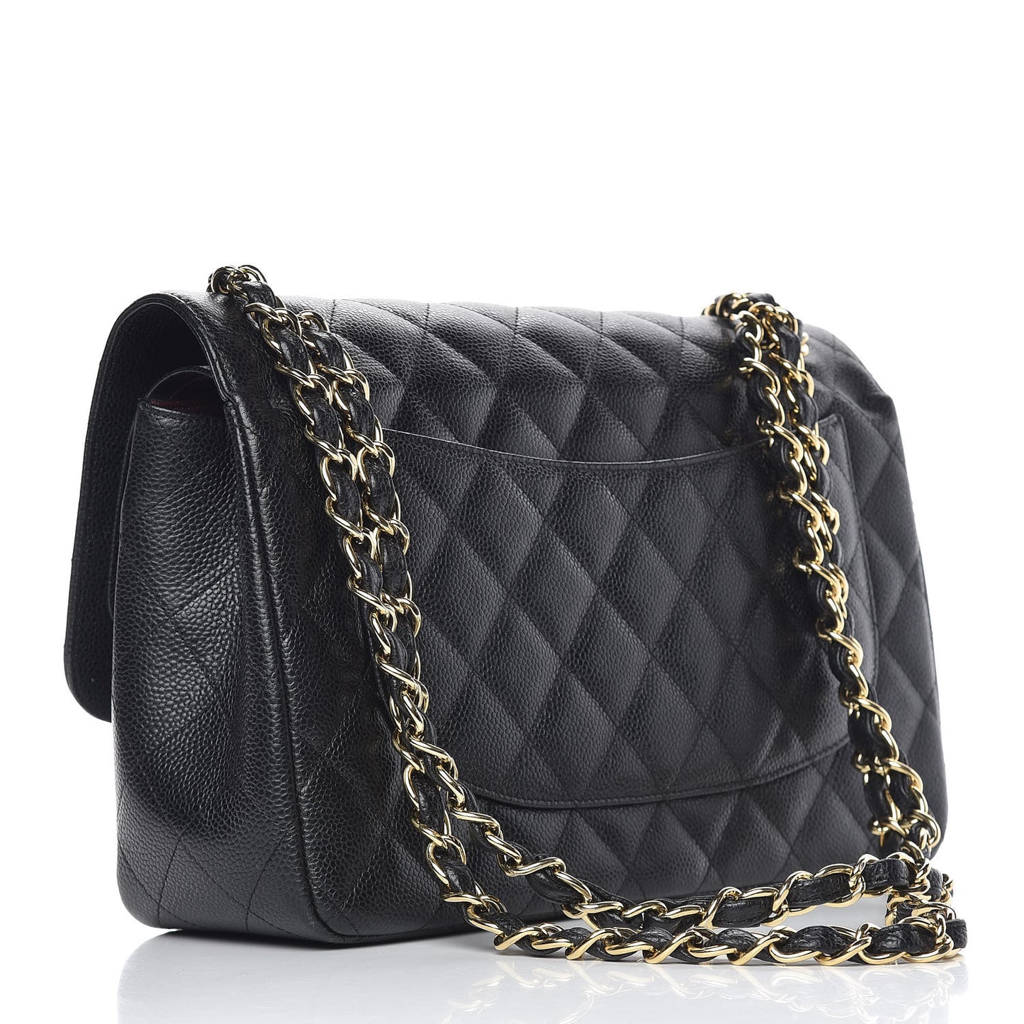 Caviar Quilted Jumbo Double Flap Black
