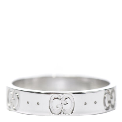 Gucci 18K White Gold 4mm Icon Thin Band Ring 51 5.75 1 of 7
