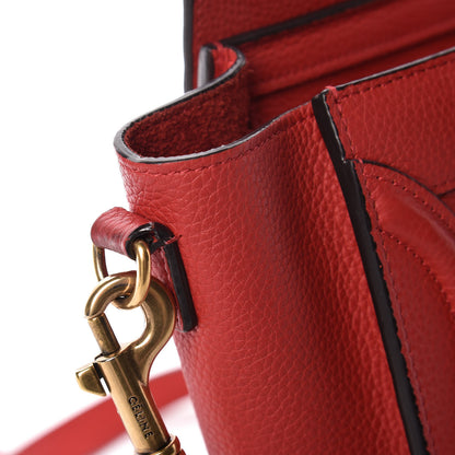 Celine Drummed Calfskin Nano Luggage Red 9 of 21