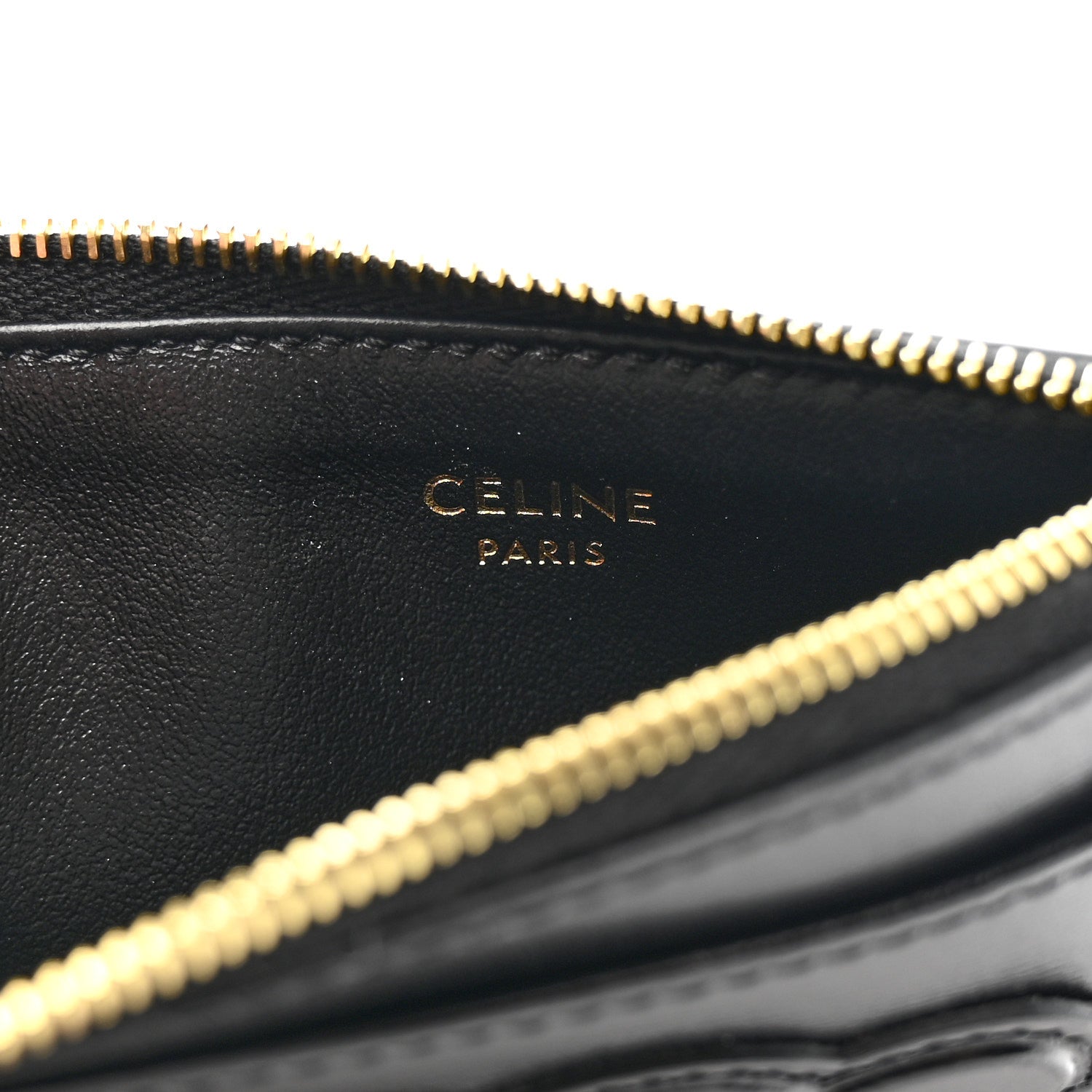 Celine Triomphe Calfskin Zipped Card Holder Black Black 6 of 8