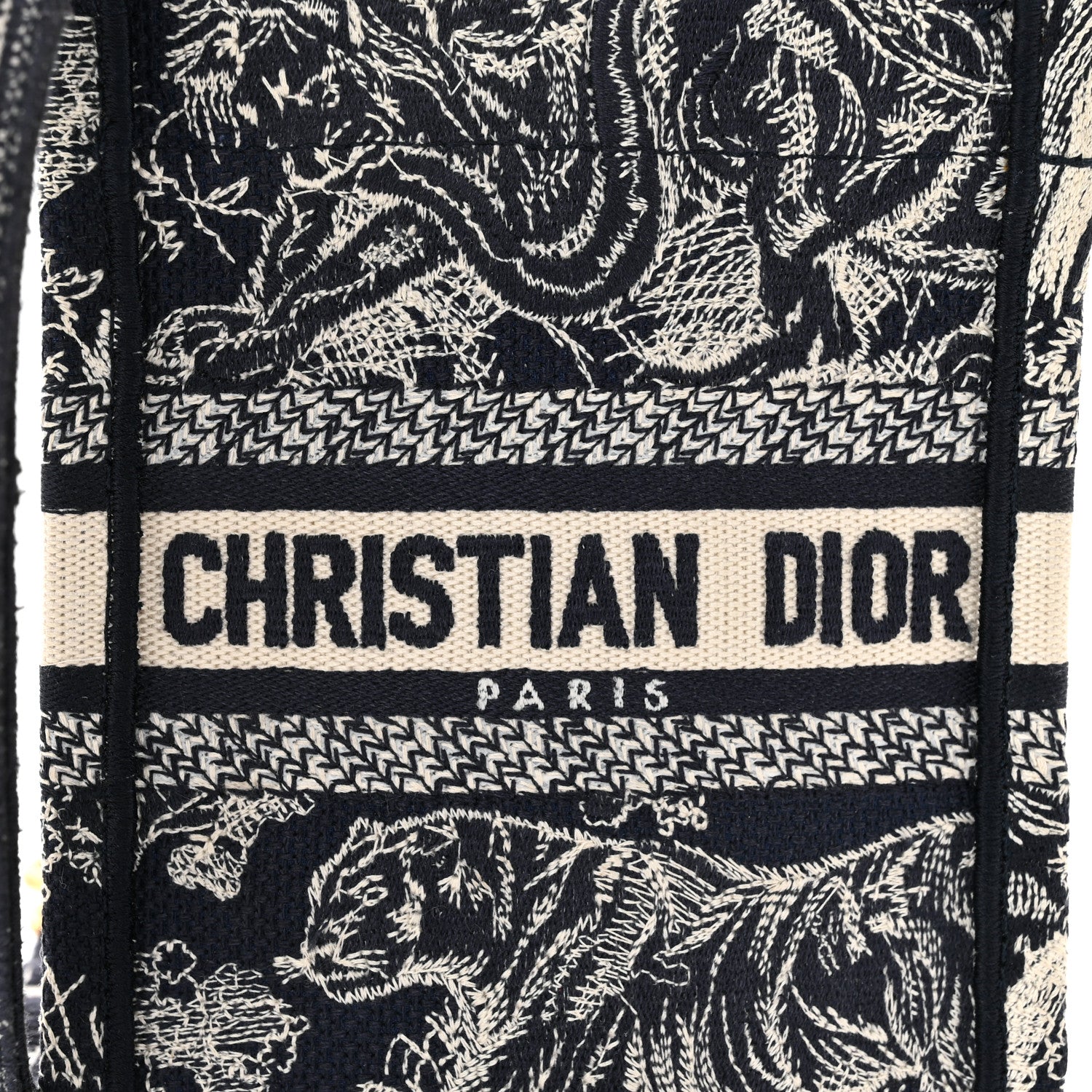 Christian Dior Canvas Toile de Jouy Reverse Embroidered Mini Book Tote Phone Bag Blue 8 of 11