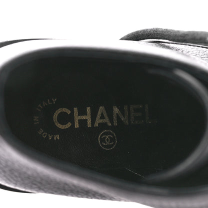 Chanel Shiny Calfskin Pearl Lace Up Combat Short Boots 36.5 Black 8 of 9