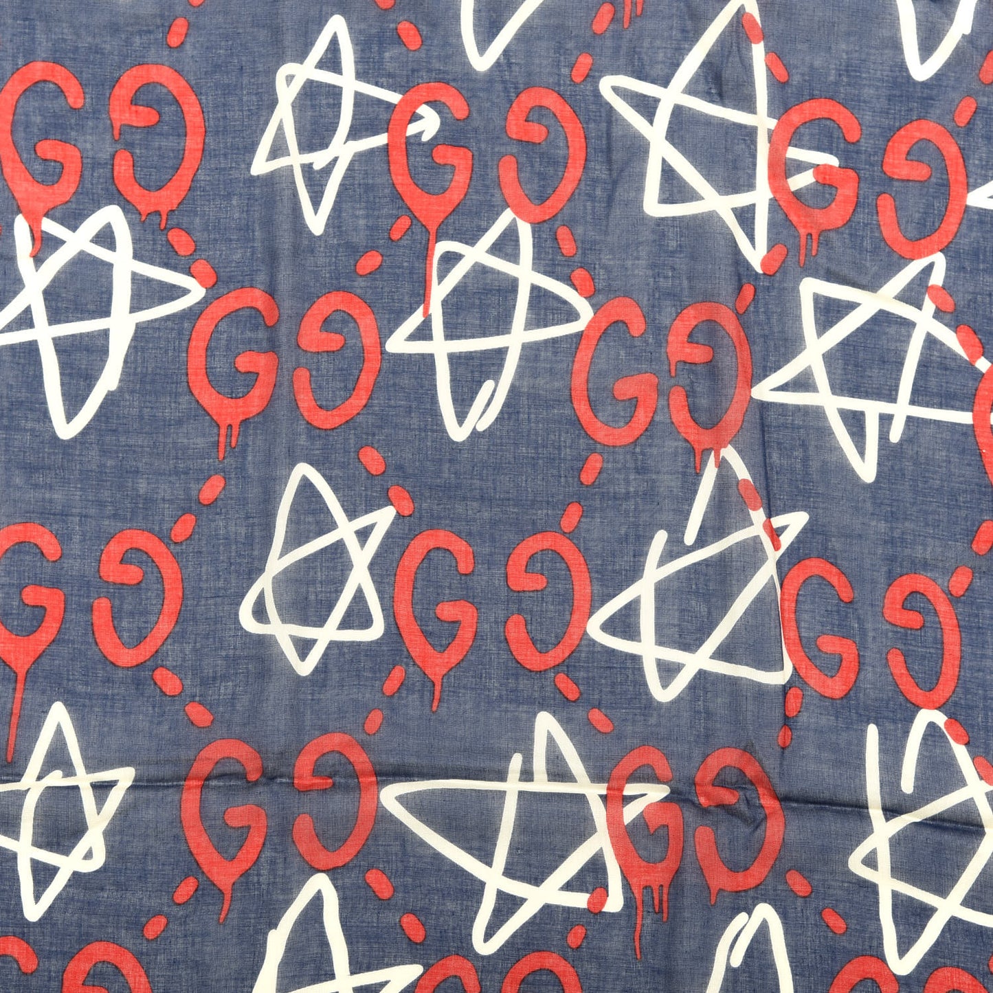 Modal Silk GucciGhost Print Shawl Red White Blue