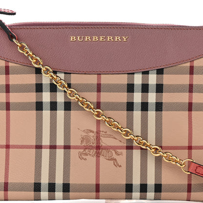 Burberry Haymarket Check Peyton Crossbody Clutch Bag Dusty Pink 9 of 13