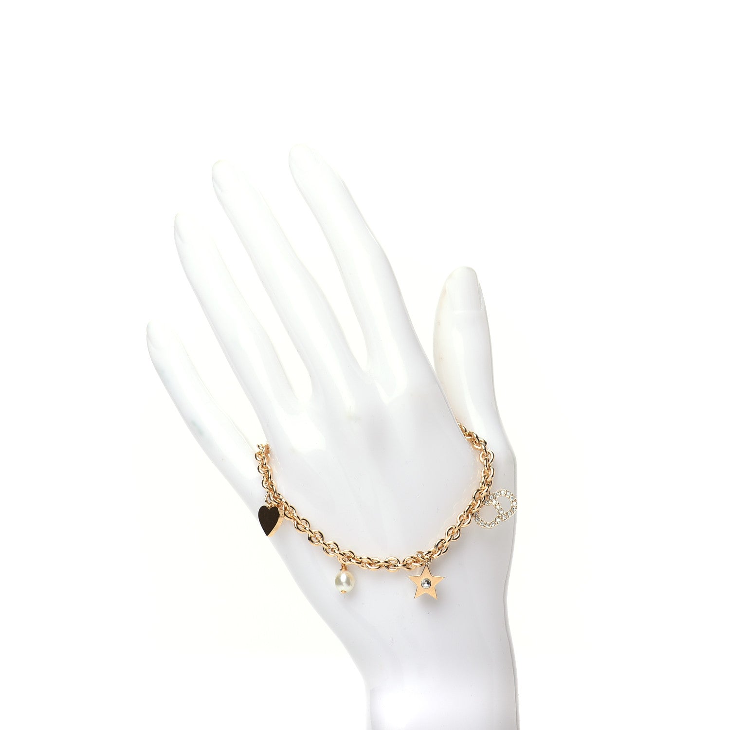 Christian Dior CD Crystal Heart Bracelet Gold 2 of 5
