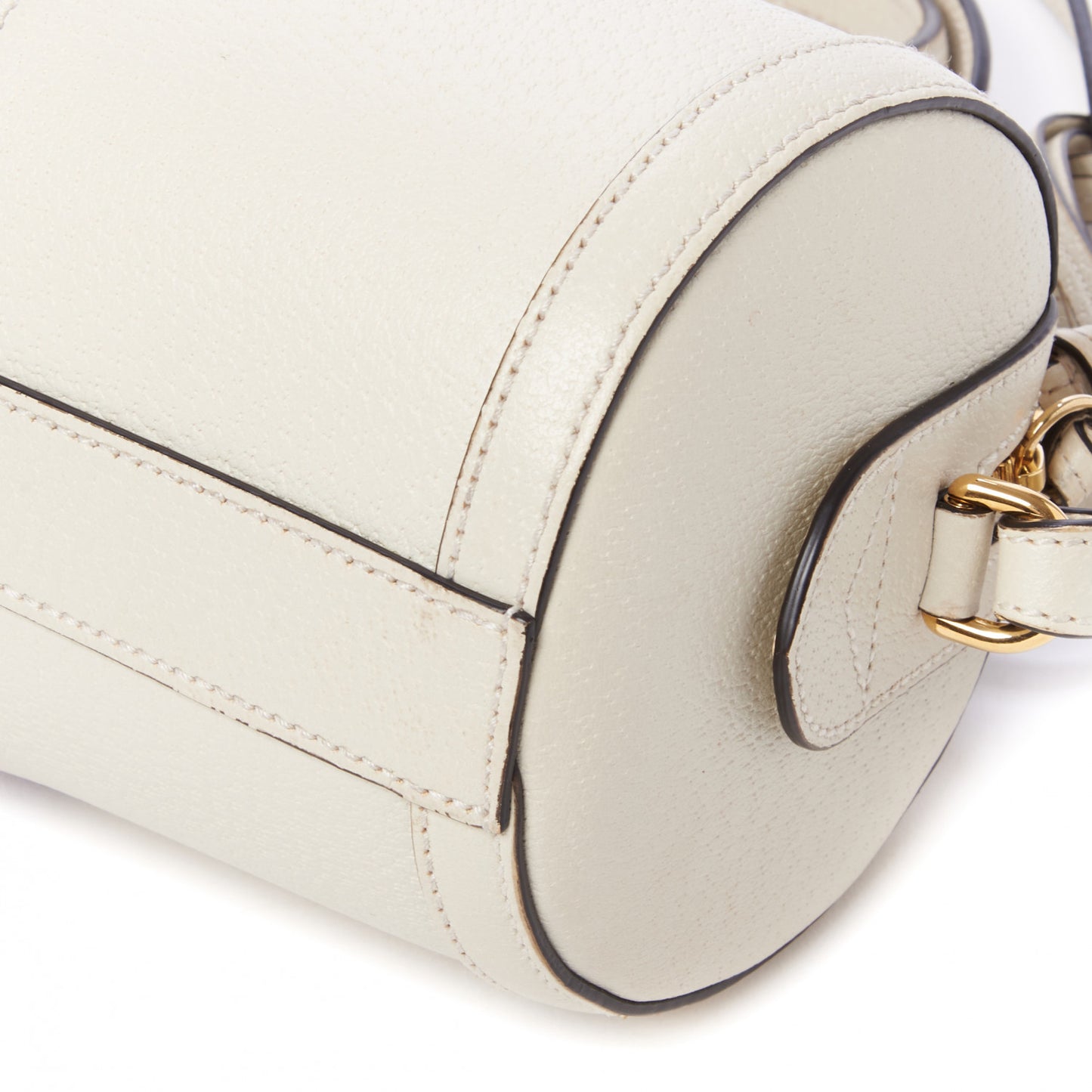 Textured Calfskin Ophidia Boston Bag Mystic White