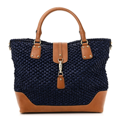 Gucci Raffia Large Santa Monica Tote Blue 1 of 16