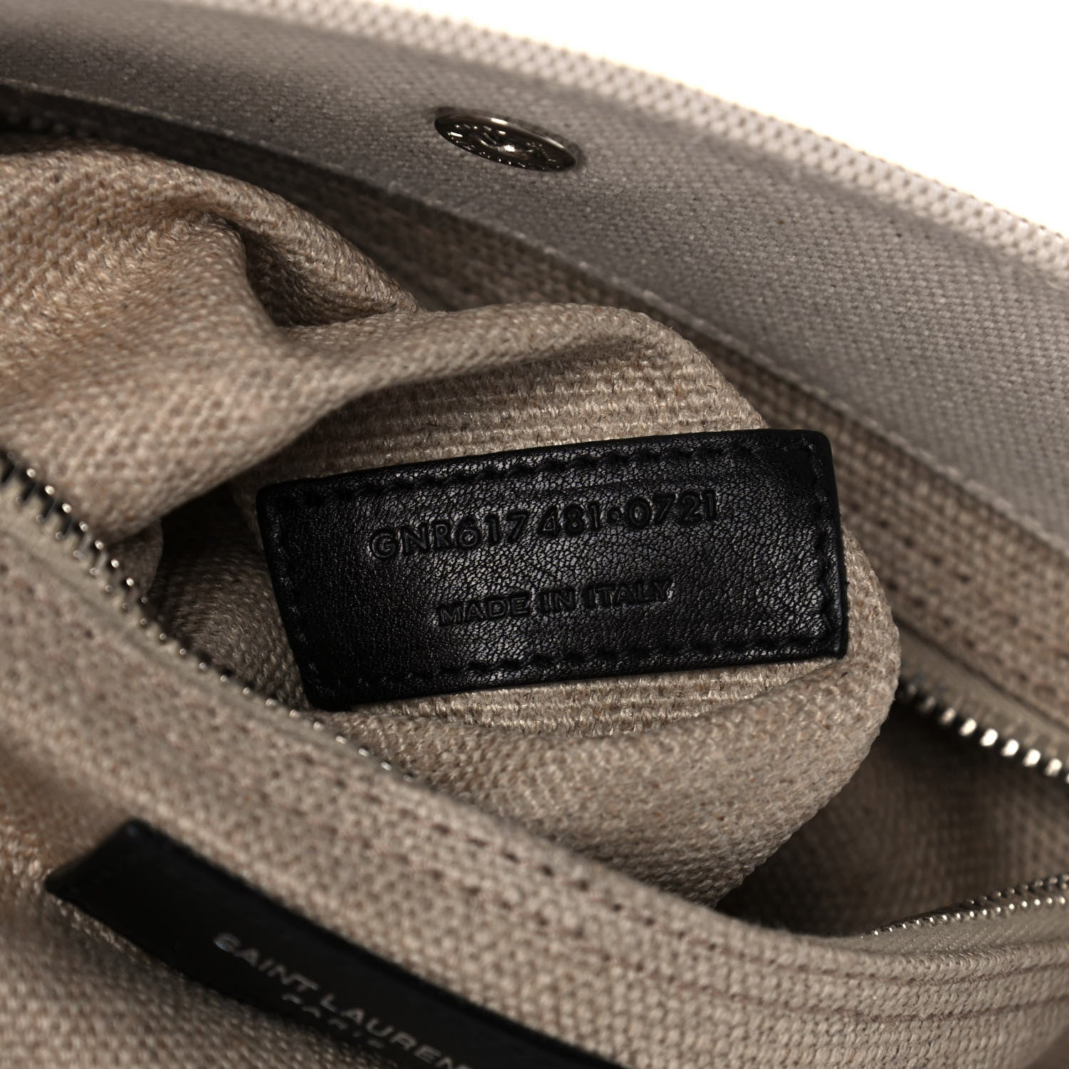 Saint Laurent Linen Calfskin Small Rive Gauche Tote Greggio Natural 7 of 12