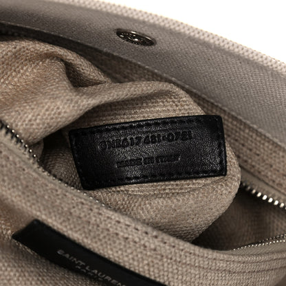 Saint Laurent Linen Calfskin Small Rive Gauche Tote Greggio Natural 7 of 12