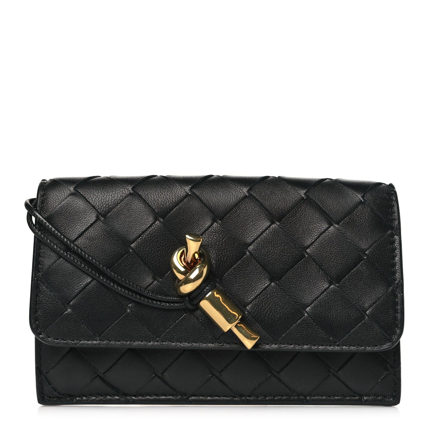 Nappa Intrecciato Andiamo Flap Card Case Black