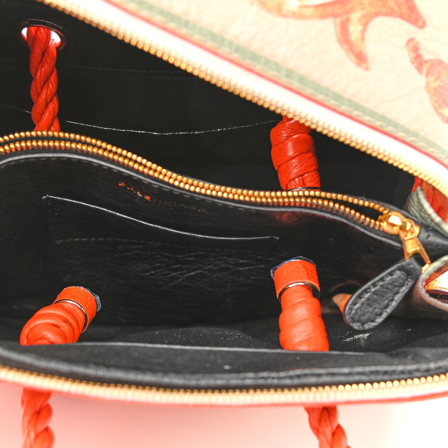 Agneau Floral Print Small Blanket Square Tote Orange