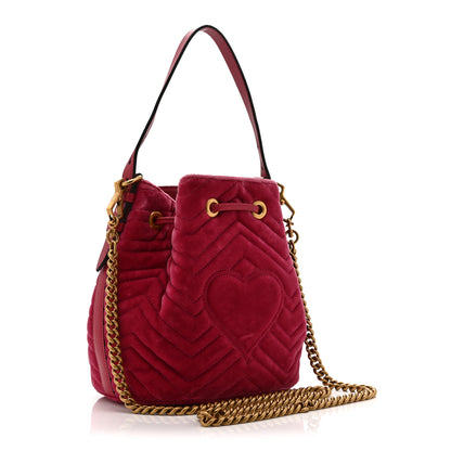Gucci Velvet Matelasse GG Marmont Bucket Bag Light Raspberry Rose 3 of 11