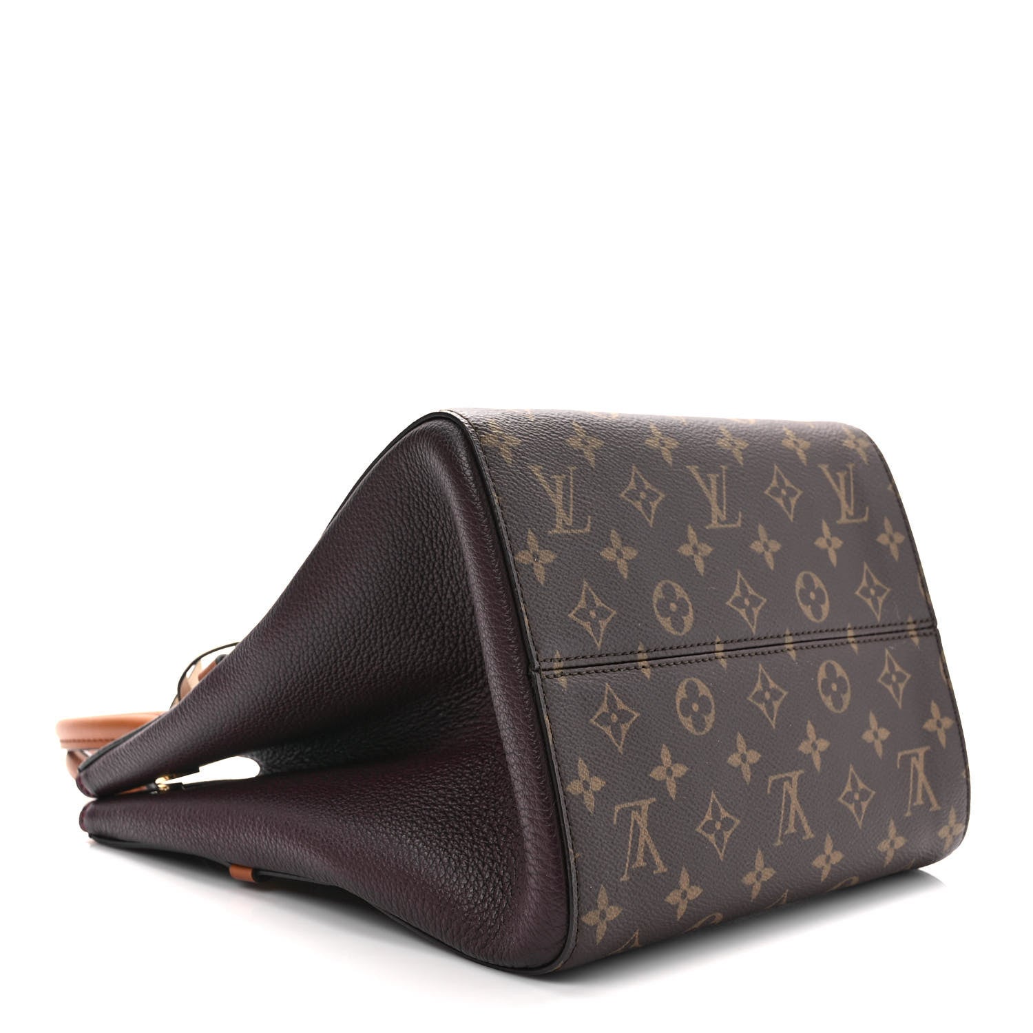 Louis Vuitton Calfskin Monogram Fold Tote MM Black Wine Cream 4 of 11