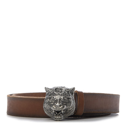 Gucci Cuoio Toscano Nickel Feline Buckle Belt 100 40 Cuir 1 of 4