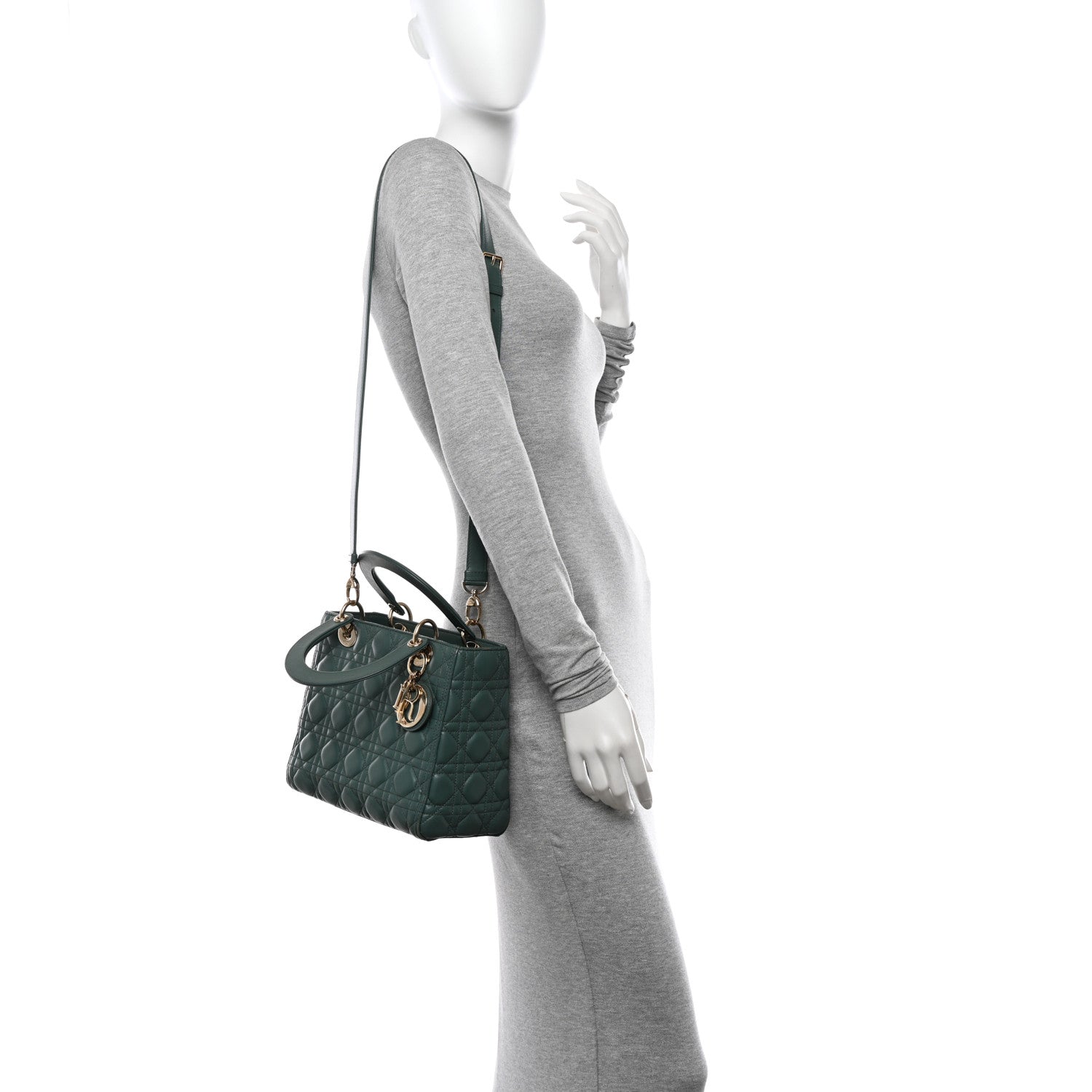 Christian Dior Lambskin Cannage Medium Lady Dior Orage 2 of 11