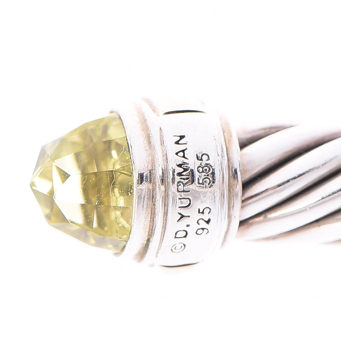 Sterling Silver 14K Yellow Gold Peridot 7mm Cable Classics Bracelet