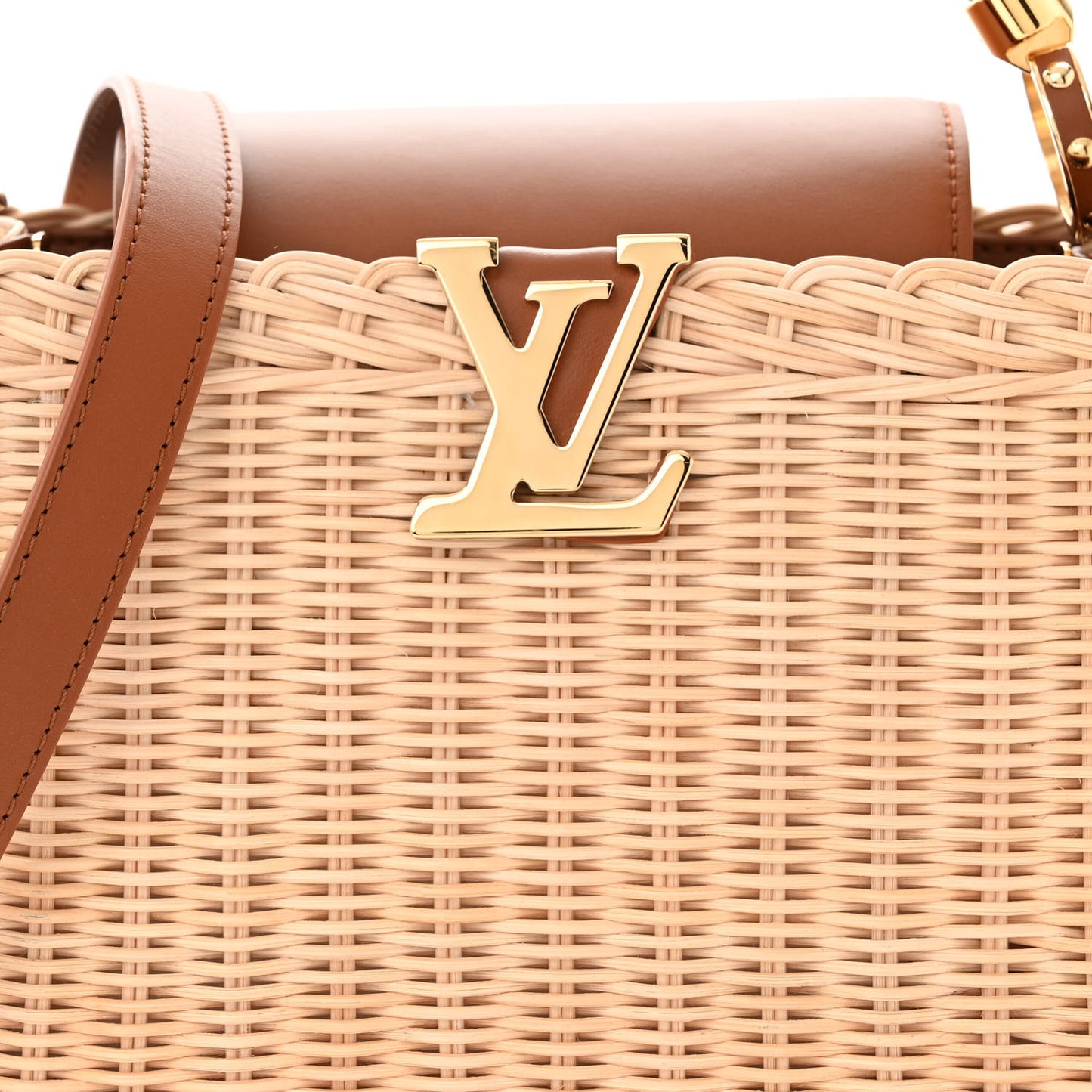 Rattan Calfskin Capucines BB Tan
