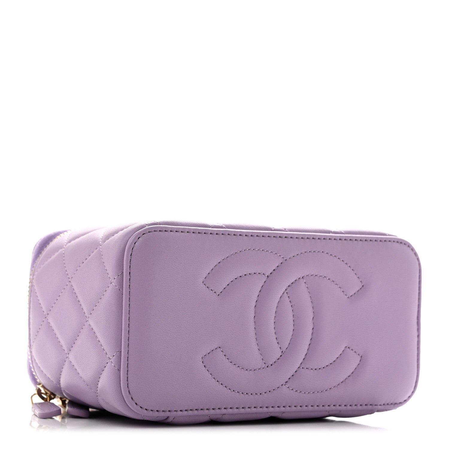 Chanel Lambskin Quilted Small Top Handle Vanity Case With Chain Light Purple 4 of 11