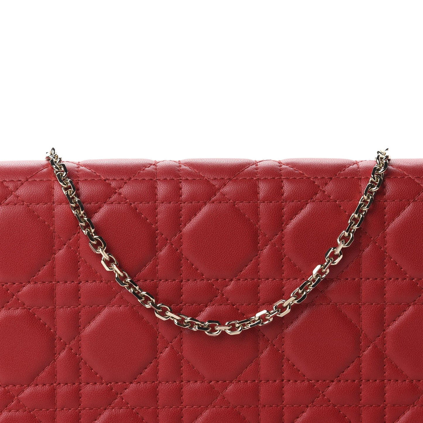 Lambskin Cannage Lady Dior Clutch Red