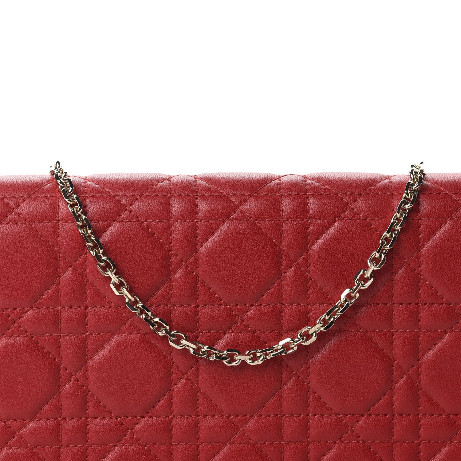 Christian Dior Lambskin Cannage Lady Dior Clutch Red 10 of 11