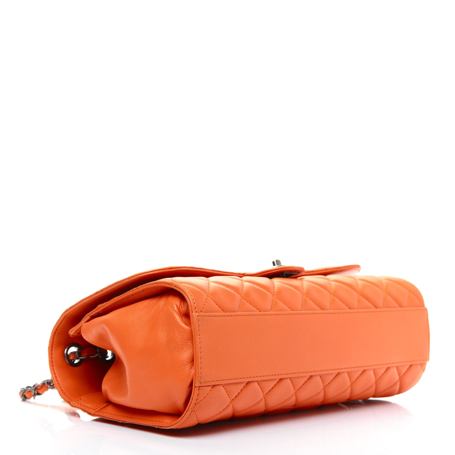 Chanel Lambskin Quilted Jumbo Grocery By Chanel Drawstring Shopping Bag Orange 5 of 24
