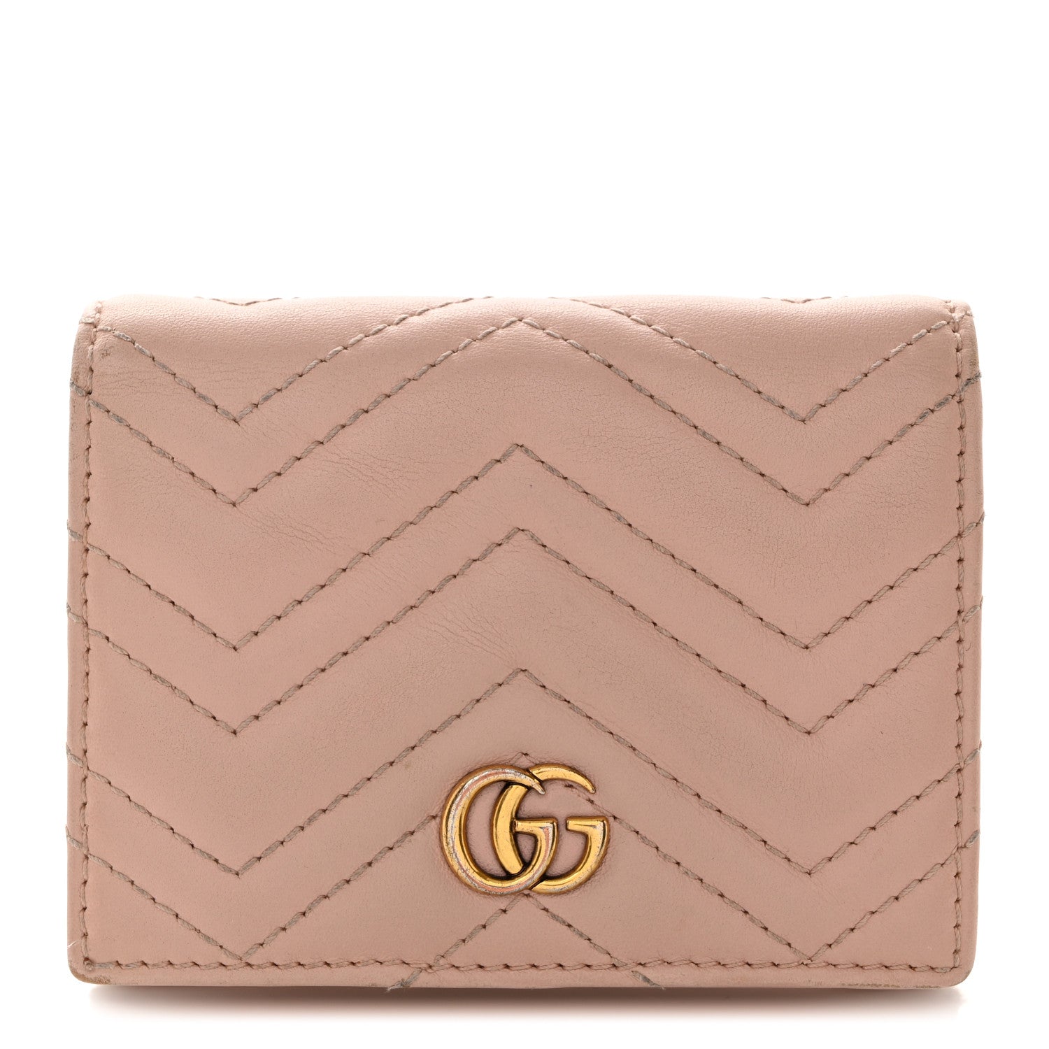 Gucci Calfskin Matelasse GG Marmont Card Case Wallet Perfect Pink 1 of 9