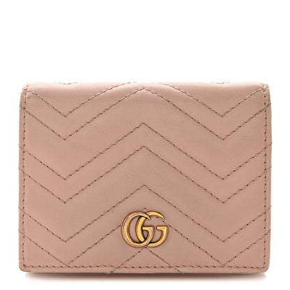 Gucci Calfskin Matelasse GG Marmont Card Case Wallet Perfect Pink 1 of 9