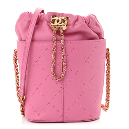 Chanel Calfskin Small CC Chain Bucket Drawstring Bag Pink 1 of 10