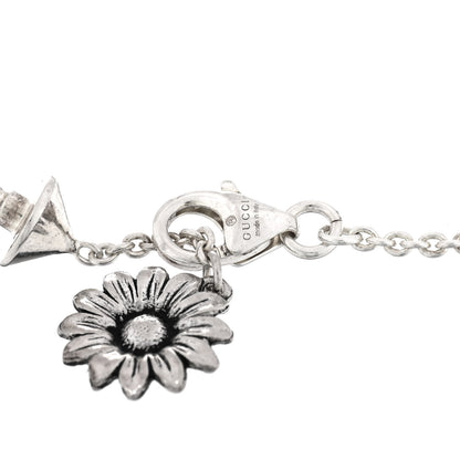 Gucci Sterling Silver Blue Topaz Mother of Pearl Resin Double G Flower Bracelet Turquoise 3 of 4