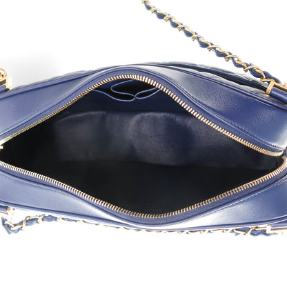 Chanel Lambskin Quilted Large CC Crown Camera Case Blue 5 of 7