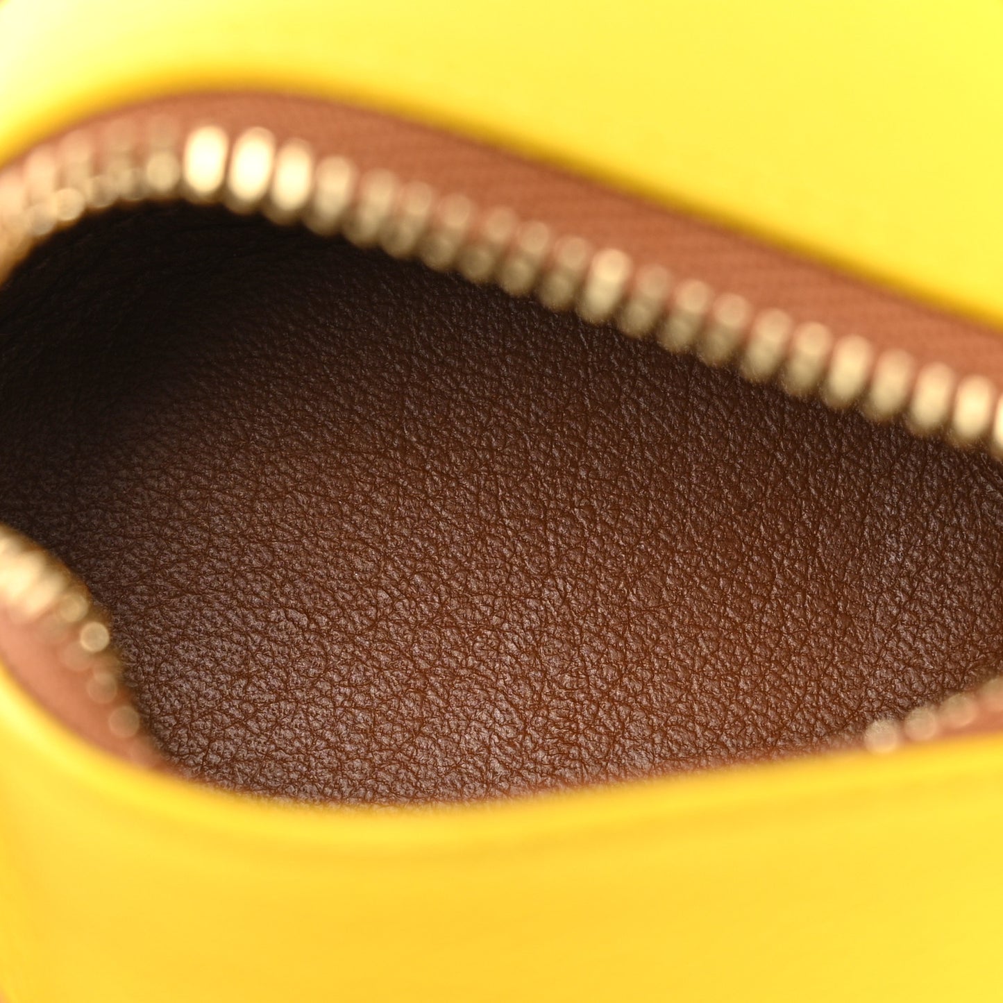 Calfskin Panda Coin Purse Yellow Brown