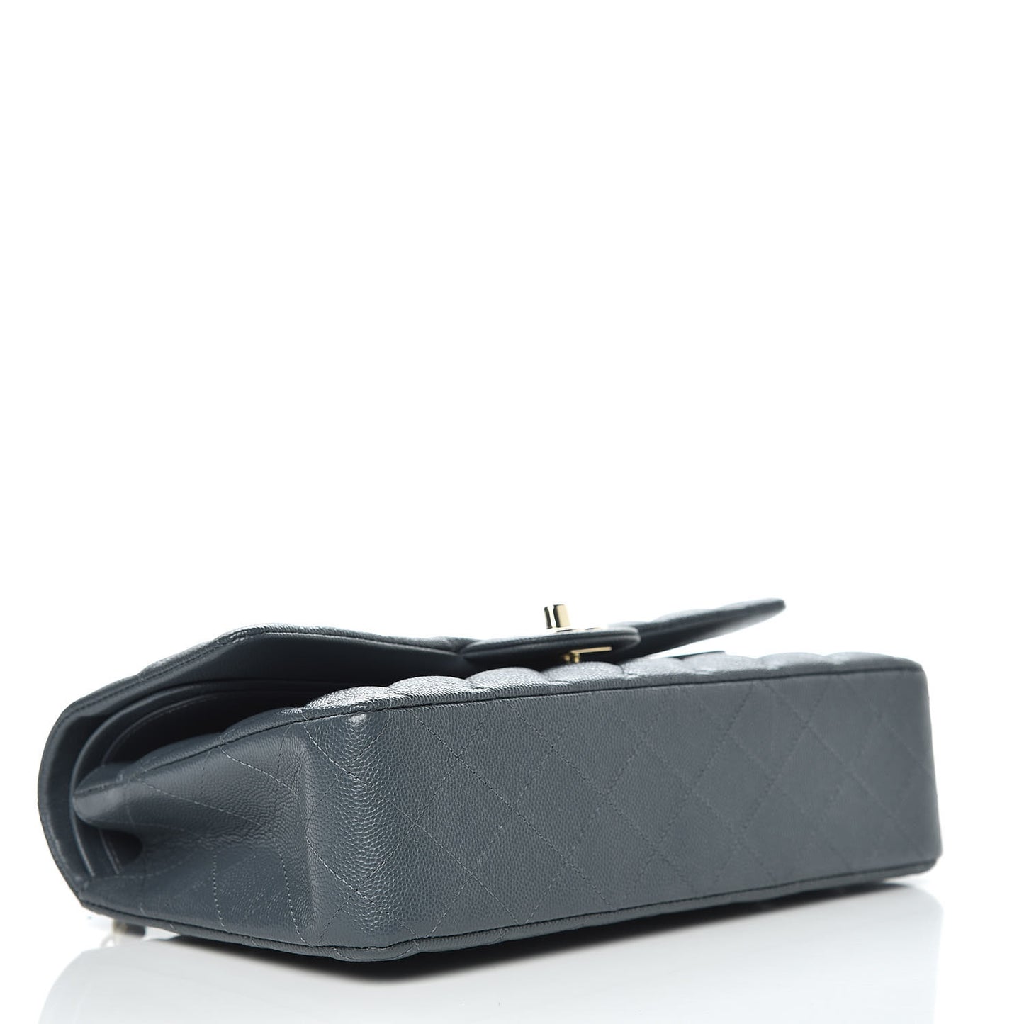 Caviar Quilted Medium Double Flap Dark Grey