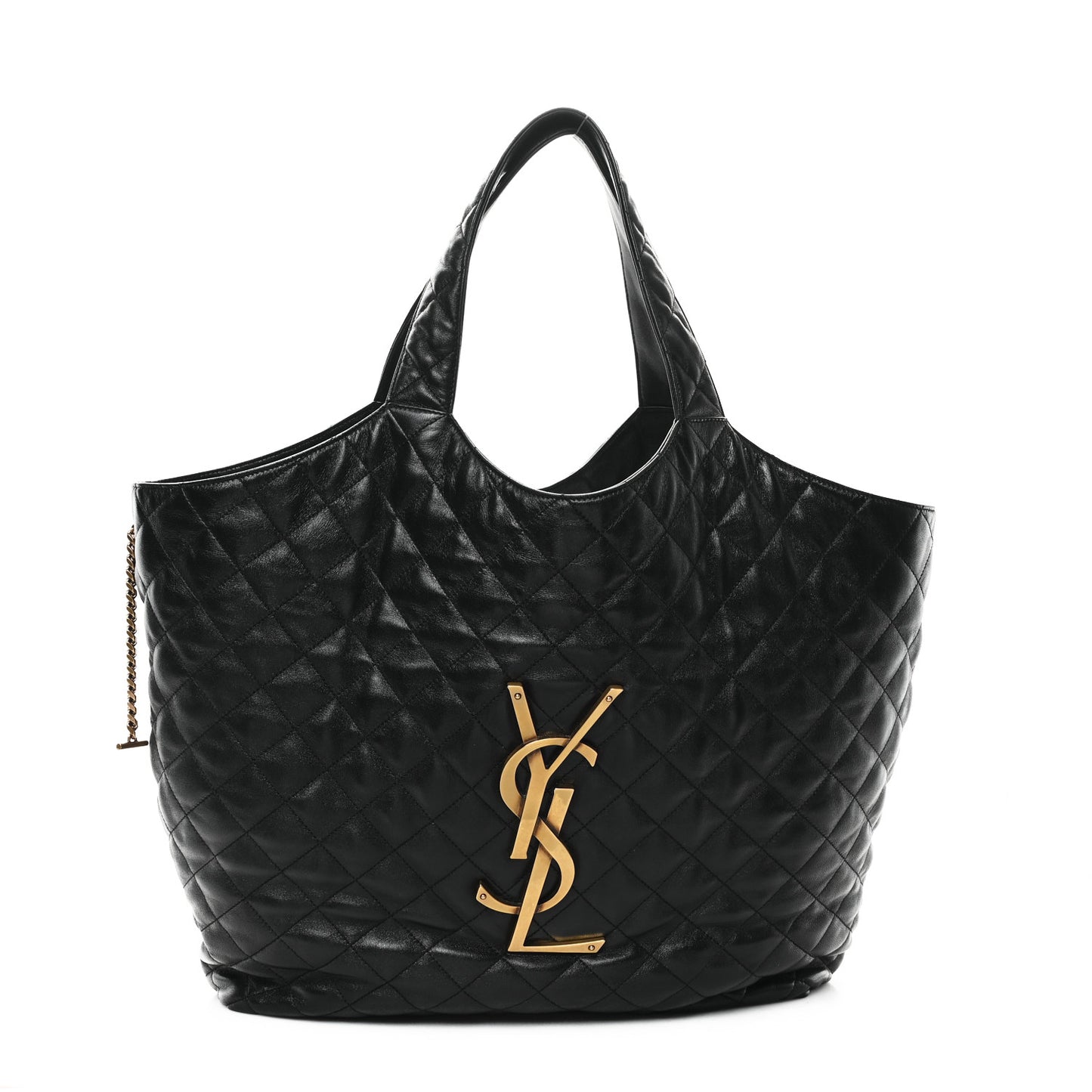 Lambskin Quilted Maxi Icare Shopping Tote Black