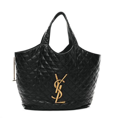 Saint Laurent Lambskin Quilted Maxi Icare Shopping Tote Black 1 of 14